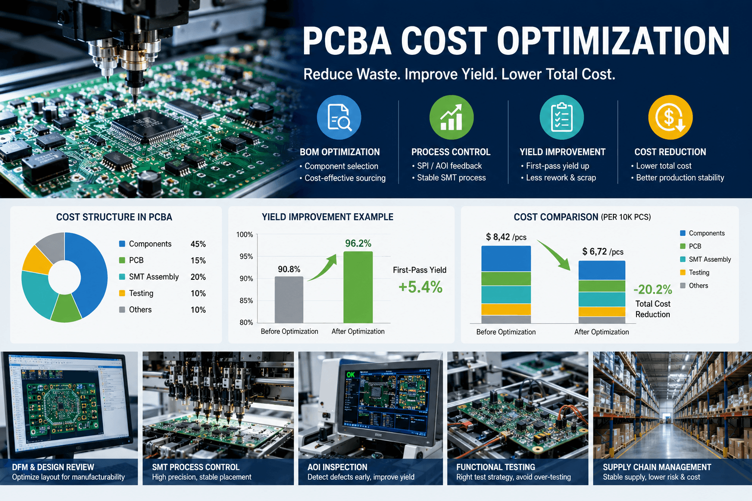 PCBA Cost Optimization Guide for Stable Production and Lower Total Cost